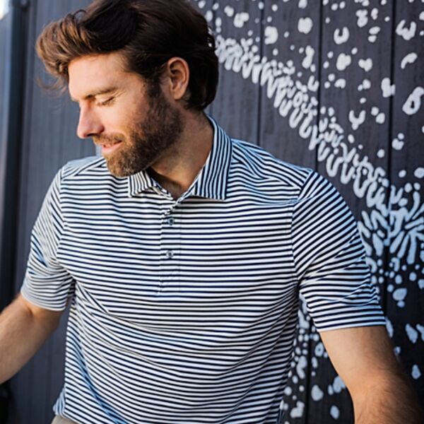 Cutter & Buck Virtue Eco Pique Stripe Recycled Mens Big and Tall Polo Thumbnail