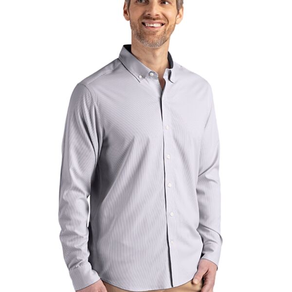 Cutter & Buck Skyline Epic Confidence Recycled Pinstripe Mens Big & Tall Long Sleeve Dress Shirt Thumbnail